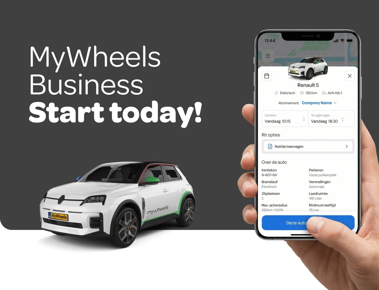 MyWheels Zakelijk autodelen start vandaag